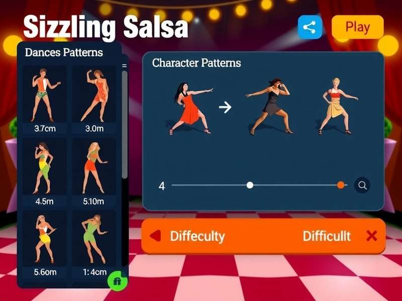 Sizzling Salsa Steps gameplay screenshot showing dance patterns
