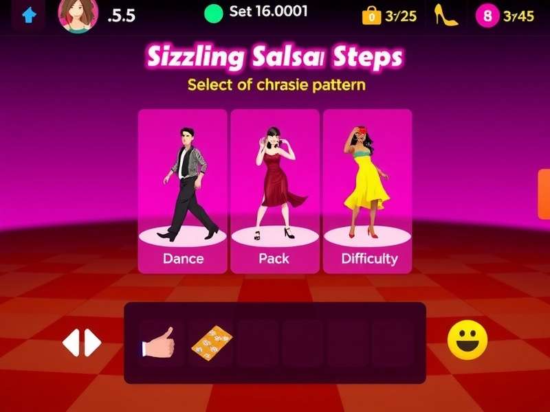Sizzling Salsa Steps difficulty selection screen